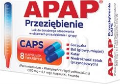 Apap Przeziębienie CAPS, (500 mg + 6,1 mg), kapsułki twarde, 8 szt