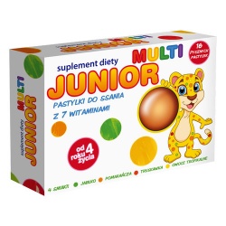 Junior Multi, pastylki do ssania z 7 witaminami, 16szt