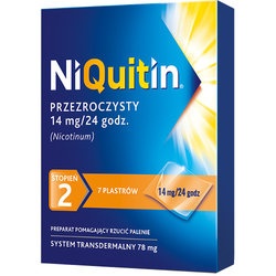 Niquitin przezroczysty, 14 mg24 h, system transdermalny 78 mg, stopień 2, plastry, 7 szt
