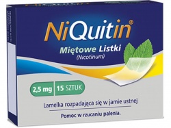 Niquitin Miętowe Listki, lamelki rozpuszczające się w jamie ustnej, 2,5mg, 15szt