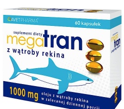 Tran, 1000 mg, kapsułki z olejem z wątroby rekina, 60 szt