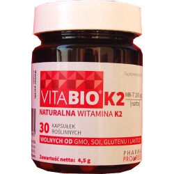 VITABIO K2 Naturalna Witamina K Wolny od GMO SOI GLUTENU I LAKTOZY 30 kaps